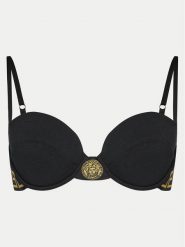 Versace Biustonosz z fiszbiną Greca 1000655 Czarny. Czarne biustonosze Versace, bez wzorów, z bawełny. Za 599.99 zł.