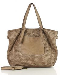 Shopperka pleciona MARCO MAZZINI beż taupe v243c. Torebki klasyczne bez wzorów, ze skóry, vintage, duże, bez dodatków. Za 629.00 zł.