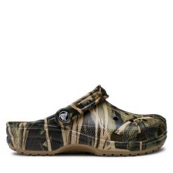 Klapki Crocs. Zielone klapki Crocs, bez wzorów, bez obcasa, bez zapięcia. Za 279.99 zł.