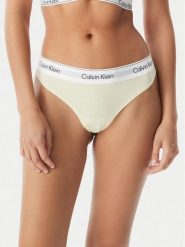 Calvin Klein Underwear Stringi LV00QF8518 Kremowy. Białe stringi Calvin Klein Underwear, bez wzorów, z bawełny. Za 99.99 zł.