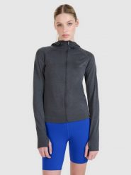 4F Bluza do biegania w terenie rozpinana z kapturem damska - szara M/L. Szare bluzy z kapturem 4f, l, bez wzorów, z dzianiny, z kapturem, do biegania. W wyprzedaży za 139.99 zł.