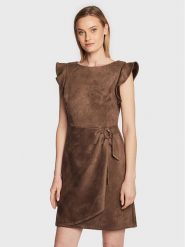 DKNY Sukienka codzienna DD2G1604 Brązowy Regular Fit. Brązowe sukienki DKNY, na co dzień, bez wzorów, z syntetyku, bez kołnierzyka, bez ramiączek, proste. Za 409.99 zł.