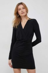 Sisley sukienka kolor czarny mini dopasowana. Czarne sukienki Sisley, bez wzorów, z dzianiny, bez kołnierzyka, bez ramiączek, maxi, dopasowane. Za 459.99 zł.