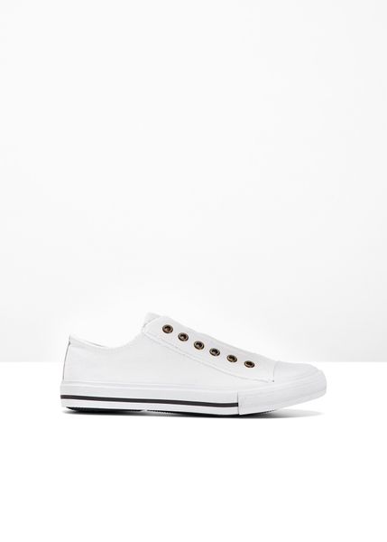 Sneakersy. Białe buty sportowe lifestyle bonprix, bez wzorów, sportowe, bez zapięcia. Za 94.99 zł.