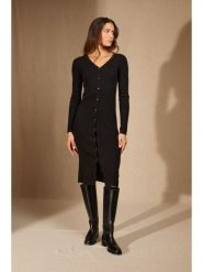 Perfect Cashmere Kaszmirowa sukienka "Maria" w kolorze czarnym rozmiar: L. Czarne sukienki Perfect Cashmere, l, bez wzorów, z kaszmiru, bez kołnierzyka, bez ramiączek, midi. Za 695.99 zł.