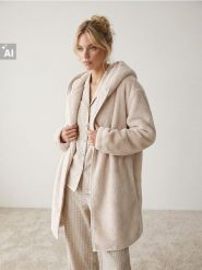 Szlafrok z kapturem - biały. Białe szlafroki damskie Sinsay, l, bez wzorów, bez ramiączek. Za 49.99 zł.