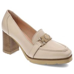 Beżowe Półbuty Simen Skórzane Eleganckie Buty Na Obcasie. Brązowe półbuty wsuwane Simen, bez wzorów, ze skóry, biznesowe, bez obcasa, na obcasie. Za 309.00 zł.