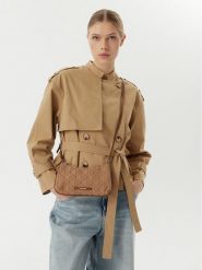 Calvin Klein Torebka Emblem Aop LV04F1164G Brązowy. Brązowe listonoszki Calvin Klein, bez wzorów, z materiału, bez dodatków. Za 329.99 zł.