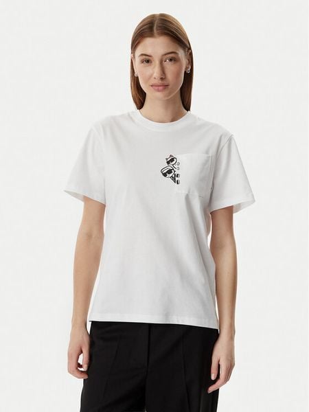 KARL LAGERFELD T-Shirt B2W17081 Biały Regular Fit. Białe t-shirty KARL LAGERFELD, s, bez wzorów, z bawełny, bez kołnierzyka, bez ramiączek. Za 282.99 zł.