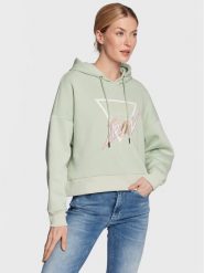 Guess Bluza Icon W3RQ03 KB683 Zielony Relaxed Fit. Zielone bluzy Guess, s, z aplikacjami, z bawełny, bez kaptura. Za 259.99 zł.
