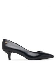 Tommy Hilfiger Czółenka Kitten Heel Court Leather Shoe FW0FW09526 Czarny. Czarne czółenka Tommy Hilfiger, bez wzorów, ze skóry, bez obcasa, bez zapięcia. Za 529.99 zł.
