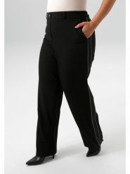 Aniston Spodnie w kolorze czarnym rozmiar: 50. Czarne spodnie materiałowe Aniston, bez wzorów, z materiału, z podwyższonym stanem. Za 74.11 zł.