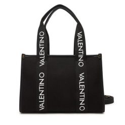 Torebka Valentino. Czarne shopper bag Valentino, bez wzorów, bez dodatków. Za 369.99 zł.