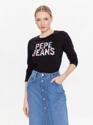 Pepe Jeans T-Shirt Luna PL505394 Czarny Regular Fit. Czarne t-shirty Pepe Jeans, s, bez wzorów, z bawełny, bez kołnierzyka, bez ramiączek. Za 179.99 zł.