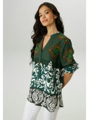 Aniston Bluzka w kolorze zielono-białym rozmiar: 38. Białe bluzki Aniston, bez wzorów, z wiskozy, bez kołnierzyka, bez ramiączek. Za 82.99 zł.