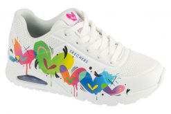 Buty sportowe Sneakersy damskie, Uno - Jason Naylor. Białe buty treningowe Skechers, bez wzorów, z materiału, przed kostkę, bez zapięcia, trekkingowe. Za 449.99 zł.
