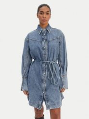 BOSS Sukienka jeansowa 50557046 Niebieski Regular Fit. Niebieskie sukienki Boss, xl, bez wzorów, z bawełny, bez kołnierzyka, bez ramiączek. Za 999.99 zł.