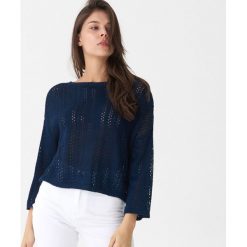 Ażurowy sweter oversize - Granatowy. Swetry House. W wyprzedaży za 19.99 zł.