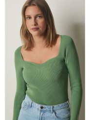 Happiness Istanbul Sweter w kolorze zielonym rozmiar: S/M. Zielone swetry Happiness Istanbul, m, bez wzorów, bez ramiączek. Za 65.99 zł.