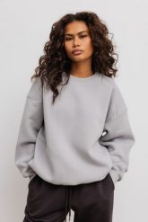 Bluza damska o kroju regular fit w kolorze GREY - OZZY-UNI. Szare bluzy Marsala, uniwersalny, bez wzorów, z bawełny, bez kaptura. Za 329.90 zł.