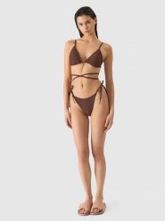 4F Dół od bikini damski - brązowy M. Brązowe bikini 4f, bez wzorów, z elastanu, retro. W wyprzedaży za 19.99 zł.