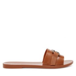 Klapki Melissa. Brązowe klapki Melissa, bez wzorów, bez obcasa, bez zapięcia. Za 269.99 zł.
