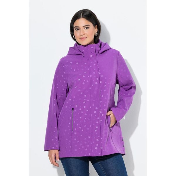 Damskie Kurtka softshell HYPRAR wodoodporna kaptur rozcięcie u dołu. Fioletowe kurtki przejściowe sportowe Ulla Popken, plus size, bez wzorów, z elastanu, bez kaptura, trekkingowe. Za 599.99 zł.