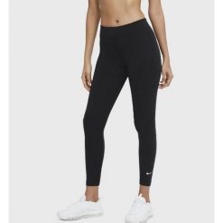 Legginsy Sportowe Damskie Nike Sportswear Essential Tight Fit Mid Rise. Czarne legginsy sportowe Nike, bez wzorów, na fitness i siłownię. Za 132.00 zł.