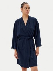 Tommy Hilfiger Szlafrok UW0UW05781 Granatowy. Niebieskie szlafroki damskie Tommy Hilfiger, xl, bez wzorów, z bawełny, bez ramiączek. Za 349.99 zł.