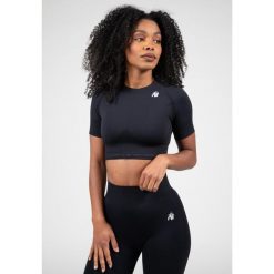 Whitney Bezszwowe Crop Top - Czarny. Czarne topy GORILLA WEAR, bez wzorów, bez kołnierzyka, bez ramiączek. Za 193.00 zł.