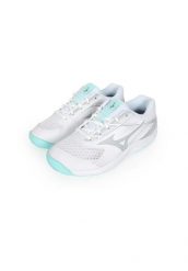 Damskie buty halowe Mizuno Cyclone Speed. Białe buty do biegania Mizuno, bez wzorów, z materiału, bez zapięcia, do biegania. Za 199.99 zł.