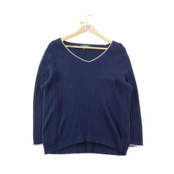 Sweter damski prążkowany Lauren Ralph Lauren granatowy. Niebieskie swetry Ralph Lauren, s, bez wzorów, z dresówki, eleganckie, bez ramiączek. Za 113.64 zł.