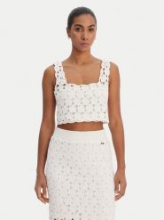 Fracomina Top FR26ST4017K488R6 Écru Regular Fit. Topy Fracomina, m, bez wzorów, z bawełny, bez kołnierzyka, bez ramiączek. Za 369.99 zł.