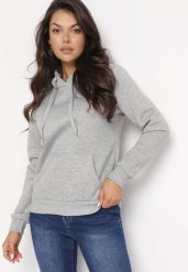 Szara Bluza z Kapturem Kasseia. Szare bluzy Born2be, l, bez wzorów, z dzianiny, casualowe, bez ramiączek, z kapturem. W wyprzedaży za 38.24 zł.