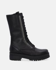 CZARNE BOTKI ZE SREBRNYMI NITAMI A50B RAG NERO. Czarne botki Venezia, bez wzorów, ze skóry, bez obcasa, bez zapięcia. Za 339.00 zł.