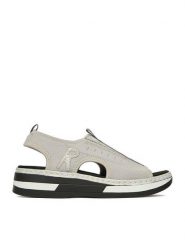 Rieker Sandały CEO-V59B5-90 Szary. Szare sandały Rieker, bez wzorów, z materiału, bez obcasa, na koturnie, bez zapięcia. Za 319.99 zł.