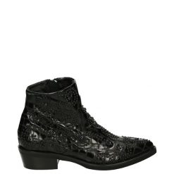 KOWBOJKI Z KORALIKAMI MU744 COCCO NERO. Botki Venezia, bez wzorów, ze skóry, bez obcasa, bez zapięcia. Za 349.00 zł.