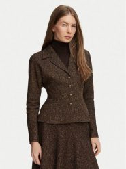 Luisa Spagnoli Marynarka Svolta 543937 Brązowy ciemny Cropped Fit. Brązowe marynarki i żakiety Luisa Spagnoli, bez wzorów, bez ramiączek. Za 2,189.00 zł.