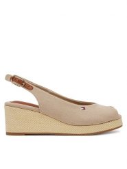 Tommy Hilfiger Sandały Flag Mid Wedge Espad Slingback FW0FW08595 Beżowy. Brązowe sandały Tommy Hilfiger, bez wzorów, z materiału, bez obcasa, na koturnie, bez zapięcia. Za 249.99 zł.