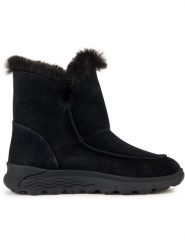 Geox Skórzane kozaki zimowe "Spherica" w kolorze czarnym rozmiar: 39. Czarne kozaki Geox, na zimę, bez wzorów, eleganckie, bez obcasa, bez zapięcia. Za 301.64 zł.
