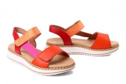 RIEKER REMONTE D3J50-38 orange, sandały damskie. Pomarańczowe sandały Rieker Remonte, bez wzorów, bez obcasa, bez zapięcia. Za 359.90 zł.