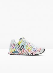 Sneakersy Skechers. Białe buty sportowe lifestyle bonprix, bez wzorów, sportowe, bez zapięcia. Za 399.99 zł.