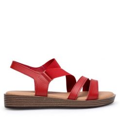 Sandały Lasocki. Czerwone sandały Lasocki, bez wzorów, bez obcasa, na płaskiej podeszwie, bez zapięcia. Za 99.99 zł.