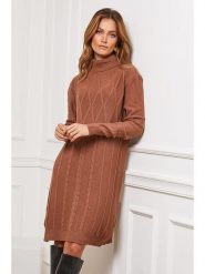 Joséfine Sukienka dzianinowa "Felicidad" w kolorze karmelowym rozmiar: S. Brązowe sukienki Joséfine, na co dzień, s, bez wzorów, z dzianiny, bez kołnierzyka, bez ramiączek, midi, proste. Za 195.99 zł.