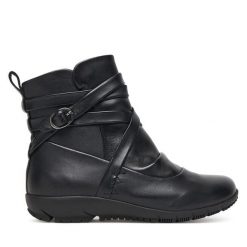 Botki Josef Seibel. Czarne botki Josef Seibel, bez wzorów, bez obcasa, na płaskiej podeszwie, bez zapięcia. Za 419.99 zł.
