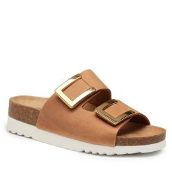 Klapki Scholl. Brązowe klapki Scholl, bez wzorów, bez obcasa, bez zapięcia. Za 389.99 zł.