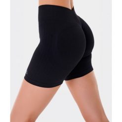 Szorty bezszwowe push-up Carpatree Élite czarne. Czarne szorty sportowe Carpatree, bez wzorów, z dzianiny, z podwyższonym stanem, na fitness i siłownię. Za 159.99 zł.