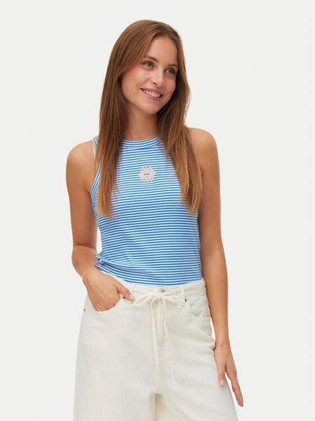 Vero Moda Top Nira 10341982 Niebieski Slim Fit. Niebieskie topy Vero Moda, xs, bez wzorów, z bawełny, bez kołnierzyka, bez ramiączek. Za 89.99 zł.
