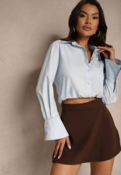 Ciemnobrązowe Asymetryczne Spódnico-Szorty High Waist Nonalin. Brązowe szorty Renee, z aplikacjami, eleganckie. W wyprzedaży za 47.99 zł.