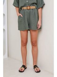 Rodier Lin Lniane szorty w kolorze khaki rozmiar: XL/XXL. Brązowe szorty Rodier Lin, bez wzorów, ze lnu. Za 88.23 zł.
